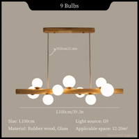 Suspension Bois Minimaliste LED - Style Moderne | Marco Lucetti 9 têtes-caoutchouc / Lumière froide