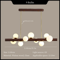 Suspension Bois Minimaliste LED - Style Moderne | Marco Lucetti 9 têtes-noyer / Lumière froide