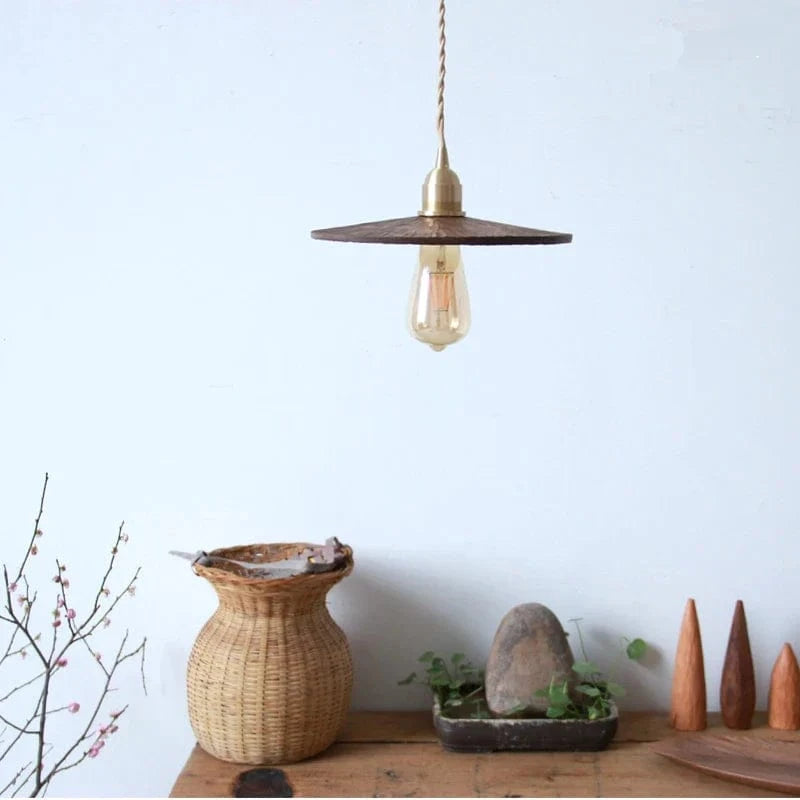 Suspension Bois Nordique Design Sculpté à la Main Noyer Noir Suspension Chambre Chevet Restaurant Décor Simple | Marco Lucetti