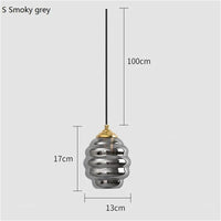 Suspension Boule de Vitrail Nordic Light | Marco Lucetti Gris Fumée 13CM / 4W (Max100) / CHINE