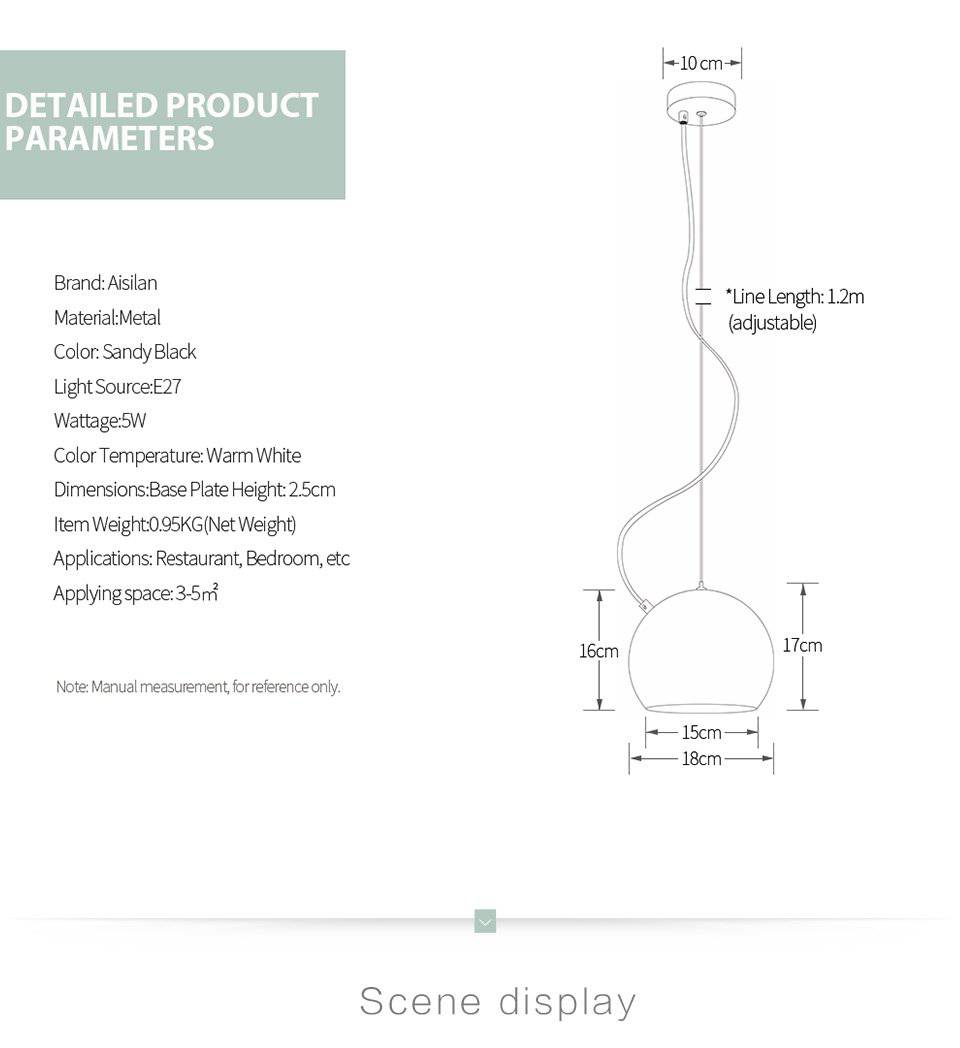 Suspension boule design noire SolideCo. | Marco Lucetti