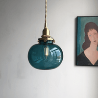 Suspension Boule Ovale Verre Fumé Coloré en Laiton | Marco Lucetti