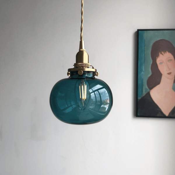 Suspension Boule Ovale Verre Fumé Coloré en Laiton | Marco Lucetti