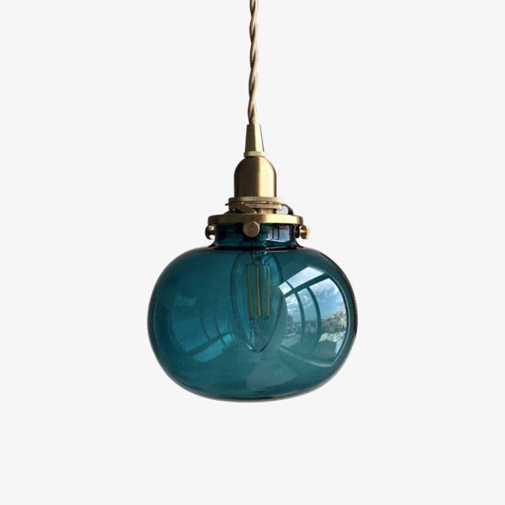 Suspension Boule Ovale Verre Fumé Coloré en Laiton | Marco Lucetti A