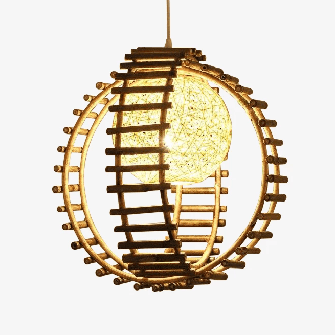 Suspension boule rail en bambou - Style Nordique