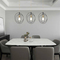 Suspension cage dorée en métal | Marco Lucetti 3 lampes noires