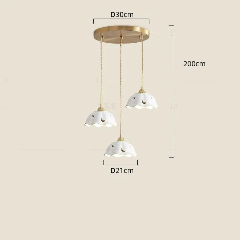 Suspension céramique fleur LED nordique moderne | Marco Lucetti 3 têtes / 4W(Max100W)