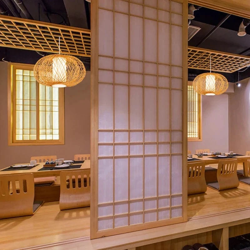 Suspension chinoise en bambou et rotin tissé - Édition Créative | Marco Lucetti