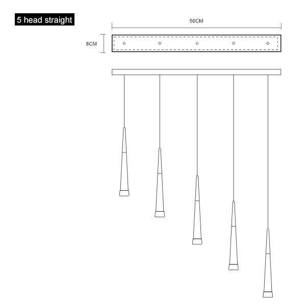 Suspension chromée Conic. | Marco Lucetti 5 lampes - Base rectangulaire / Froide