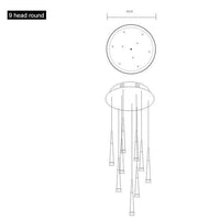 Suspension chromée Conic. | Marco Lucetti 9 lampes - Base ronde / Froide