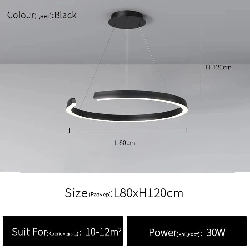 Suspension Circulaire Moderne et Élégante | Marco Lucetti Noir D80cm / Blanc chaud (3000K)