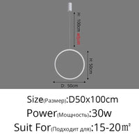 Suspension circulaire moderne parfaite pour votre bar ou cuisine | Marco Lucetti Blanc D50x100cm 30W / Blanc froid, pas de télécommande