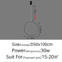 Suspension circulaire moderne parfaite pour votre bar ou cuisine | Marco Lucetti Noir D50x100cm 30W / Blanc froid, pas de télécommande