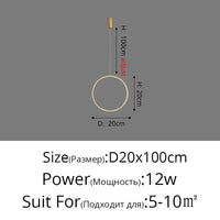 Suspension circulaire moderne parfaite pour votre bar ou cuisine | Marco Lucetti Or D20x100cm 12W / Blanc froid, pas de télécommande
