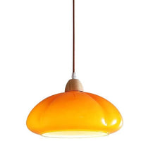 Suspension "Citrouille Lumineuse" en Verre LED Style Japonais Vintage en Bois | Marco Lucetti