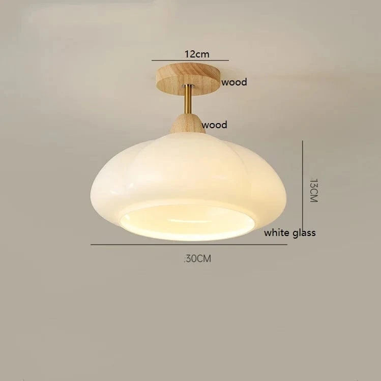 Suspension "Citrouille Lumineuse" en Verre LED Style Japonais Vintage en Bois | Marco Lucetti Verre 1 / 30W (MAX100W)