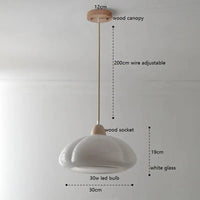 Suspension "Citrouille Lumineuse" en Verre LED Style Japonais Vintage en Bois | Marco Lucetti Verre 3 / 30W (MAX100W)