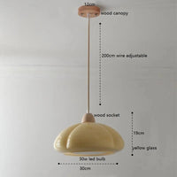 Suspension "Citrouille Lumineuse" en Verre LED Style Japonais Vintage en Bois | Marco Lucetti Verre 4 / 30W (MAX100W)