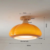 Suspension "Citrouille Lumineuse" en Verre LED Style Japonais Vintage en Bois | Marco Lucetti Verre 8 / 30W (MAX100W)