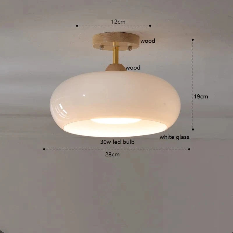 Suspension "Citrouille Lumineuse" en Verre LED Style Japonais Vintage en Bois | Marco Lucetti Verre 9 / 30W (MAX100W)