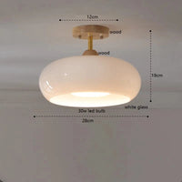 Suspension "Citrouille Lumineuse" en Verre LED Style Japonais Vintage en Bois | Marco Lucetti Verre 9 / 30W (MAX100W)