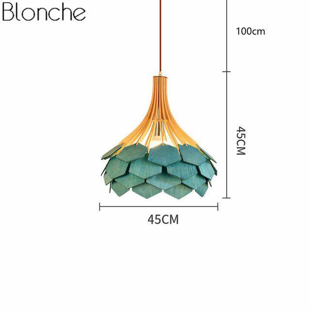 Suspension colorée Wooden Bloom | Marco Lucetti Bleu