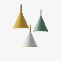 Bar - Suspension conique design en métal coloré et bois