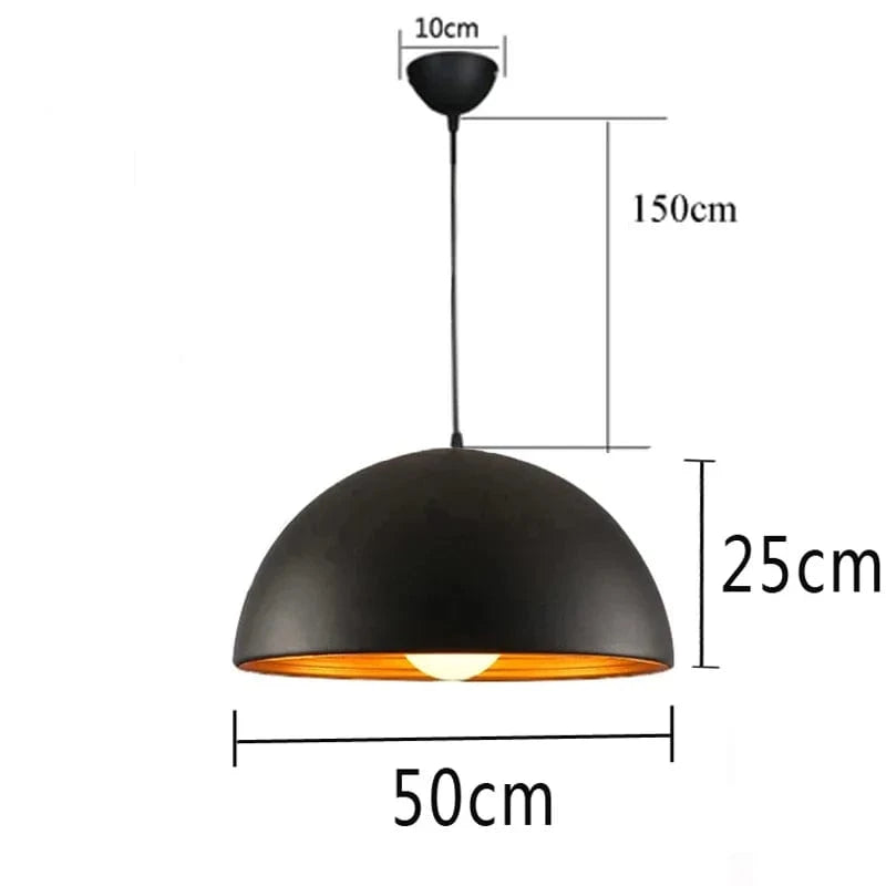 Suspension contemporaine en demi-boule à double couche | Marco Lucetti Noir 50cm