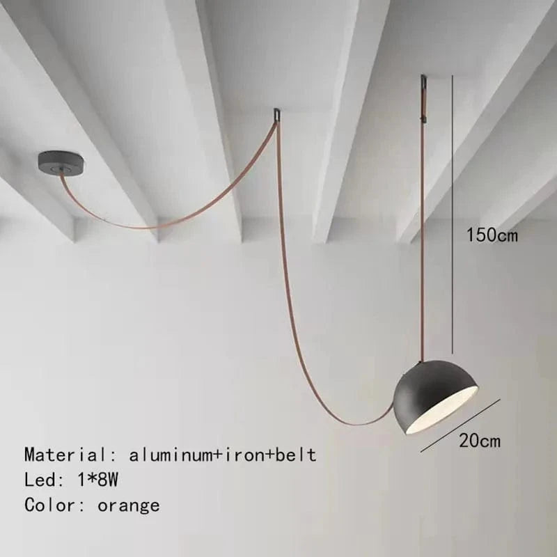 Suspension cuir noir ultra moderne. | Marco Lucetti Marron-1 Lumière 20cm / Blanc froid