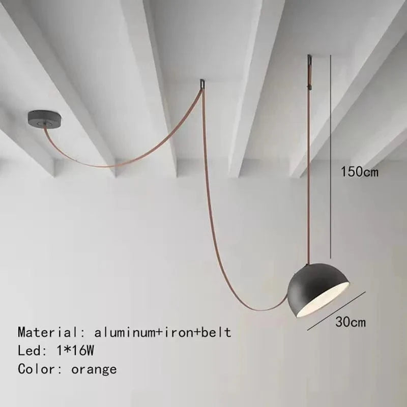 Suspension cuir noir ultra moderne. | Marco Lucetti Marron-1 Lumière 30cm / Blanc froid