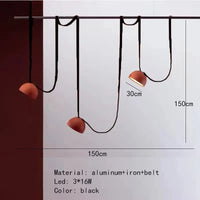 Suspension cuir noir ultra moderne. | Marco Lucetti Noir-3 Lumières 30cm 1 / Blanc froid