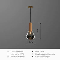 Suspension Cuivre LED Nordique 19CM en Verre Dépoli | Marco Lucetti