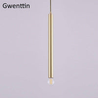 Suspension cylindre doré à LED Design | Marco Lucetti