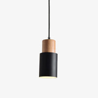 Suspension Cylindrique Bois & Métal Wood Color. | Marco Lucetti Noir