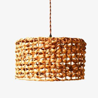 Suspension cylindrique en rotin naturel