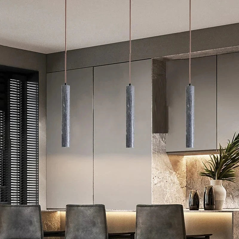 Suspension cylindrique en marbre naturel LED minimaliste - Luxe et Élégance | Marco Lucetti