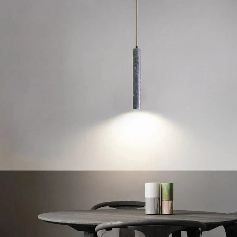 Suspension cylindrique en marbre naturel LED minimaliste - Luxe et Élégance | Marco Lucetti