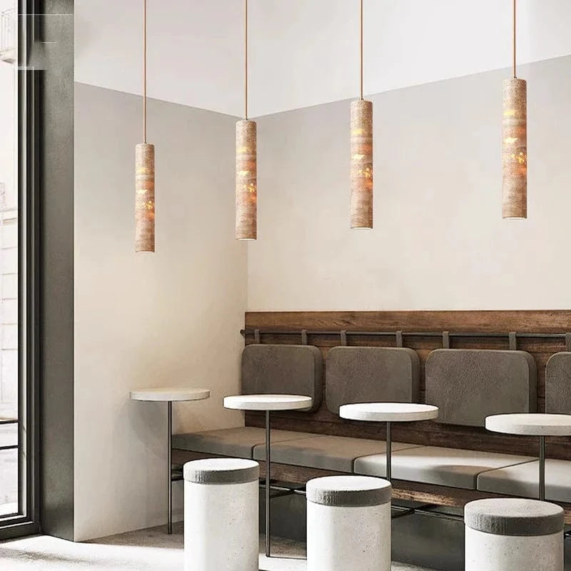 Suspension cylindrique LED en marbre design. | Marco Lucetti