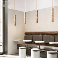 Suspension cylindrique LED en marbre design. | Marco Lucetti