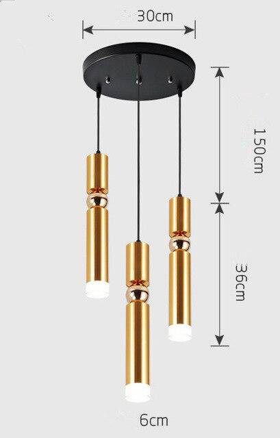 Suspension cylindrique tube chromé à LED SimpliLight | Marco Lucetti A - 3 lampes - Base ronde / Chaude