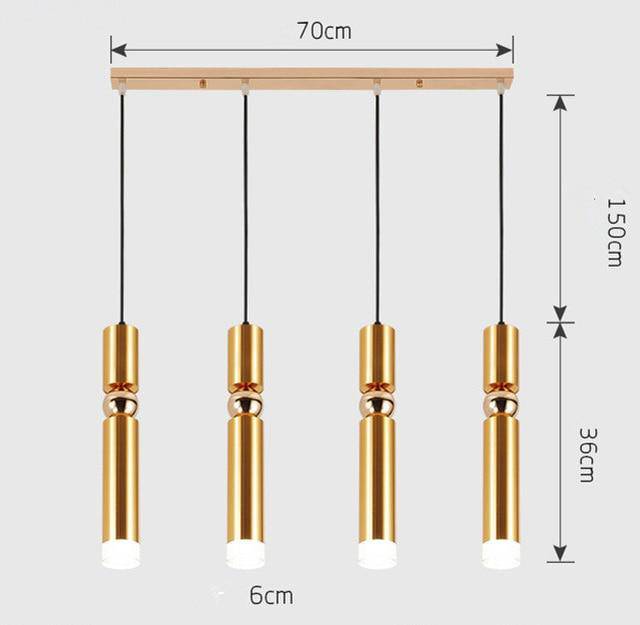 Suspension cylindrique tube chromé à LED SimpliLight | Marco Lucetti A - 4 lampes - Base rectangle / Chaude