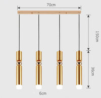 Suspension cylindrique tube chromé à LED SimpliLight | Marco Lucetti A - 4 lampes - Base rectangle / Chaude