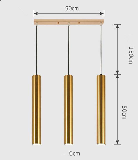 Suspension cylindrique tube chromé à LED SimpliLight | Marco Lucetti B - 3 lampes - Base rectangle / Chaude