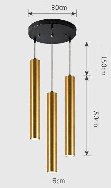 Suspension cylindrique tube chromé à LED SimpliLight | Marco Lucetti B - 3 lampes - Base ronde / Chaude