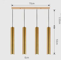 Suspension cylindrique tube chromé à LED SimpliLight | Marco Lucetti B - 4 lampes - Base rectangle / Chaude