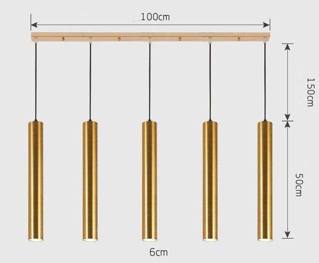 Suspension cylindrique tube chromé à LED SimpliLight | Marco Lucetti B - 5 lampes - Base rectangle / Chaude