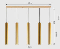 Suspension cylindrique tube chromé à LED SimpliLight | Marco Lucetti B - 5 lampes - Base rectangle / Chaude