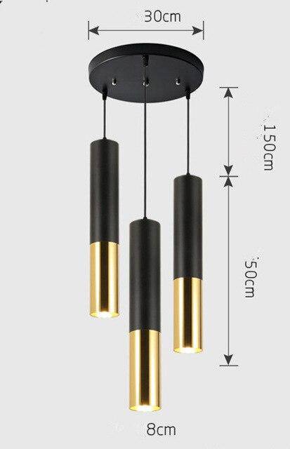 Suspension cylindrique tube chromé à LED SimpliLight | Marco Lucetti C - 3 lampes - Base ronde / Chaude