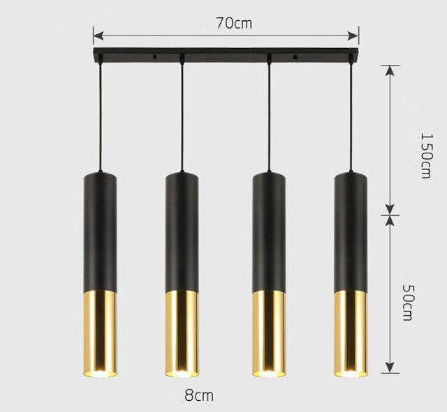 Suspension cylindrique tube chromé à LED SimpliLight | Marco Lucetti C - 4 lampes - Base rectangle / Chaude