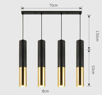Suspension cylindrique tube chromé à LED SimpliLight | Marco Lucetti C - 4 lampes - Base rectangle / Chaude